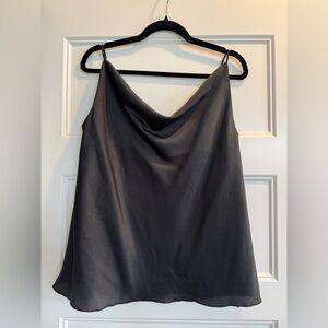 Astrid Black Satin Camisole Tank Top Women’s Size Large Elegant Cowl Neck